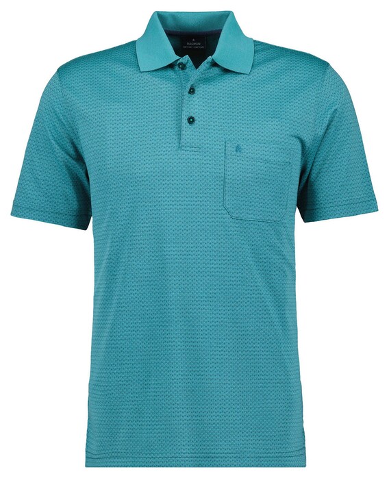 Ragman Soft Knit Subtle Jacquard Pattern Polo Emerald