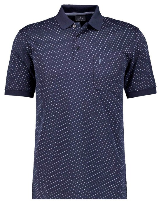 Ragman Softknit Allover Dot Pattern Polo Marine