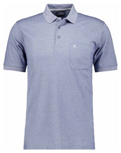 Ragman Softknit Allover Dot Pattern Poloshirt Pigeon Blue