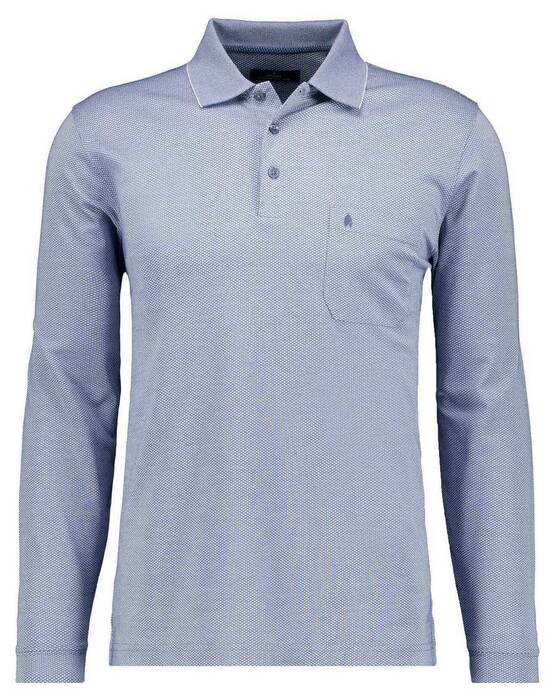 Ragman Softknit Easy Care Mini Jacquard Design Polo Duivenblauw