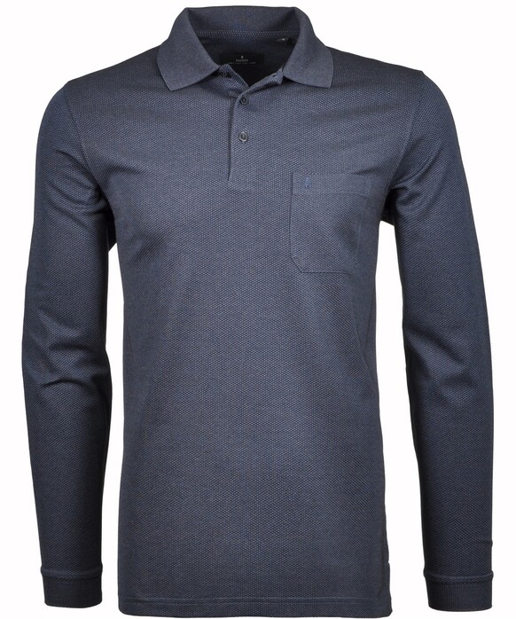 Ragman Softknit Easy Care Mini Jacquard Design Polo Marine