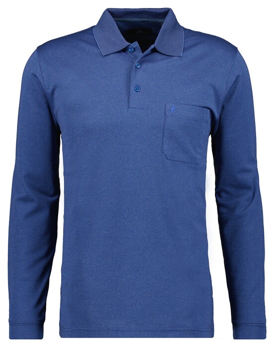 Ragman Softknit Easy Care Mini Jacquard Design Polo Royal Blue