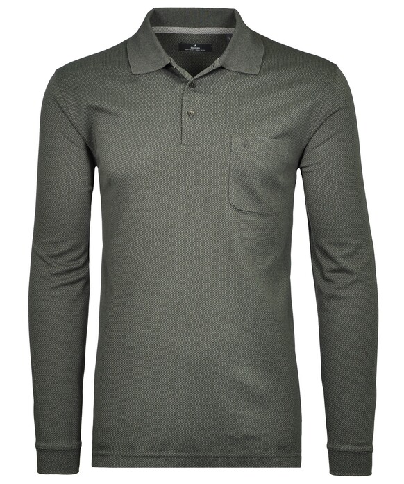 Ragman Softknit Easy Care Mini Jacquard Design Poloshirt Grey Melange