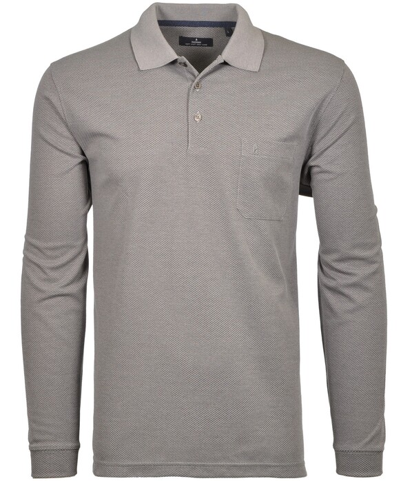 Ragman Softknit Easy Care Mini Jacquard Design Poloshirt Silver