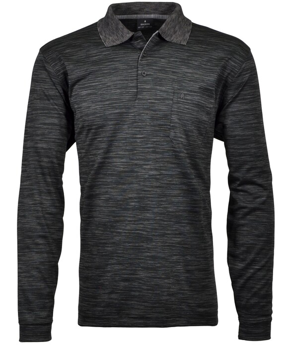 Ragman Softknit Easy Care Space Dyed Polo Donker Grijs Melange