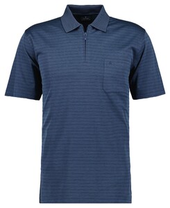 Ragman Softknit Fine Duo Line Zip Collar Polo Azure