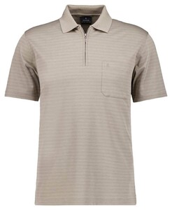 Ragman Softknit Fine Duo Line Zip Collar Polo Beige