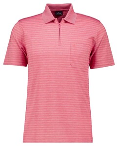 Ragman Softknit Fine Duo Line Zip Collar Polo Bright Red Melange