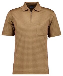 Ragman Softknit Fine Duo Line Zip Collar Polo Chestnut