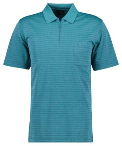 Ragman Softknit Fine Duo Line Zip Collar Polo Emerald