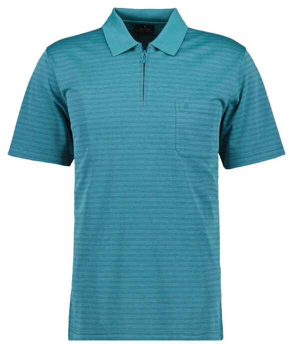 Ragman Softknit Fine Duo Line Zip Collar Polo Emerald