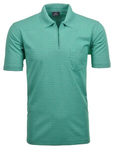Ragman Softknit Fine Duo Line Zip Collar Polo Pistache