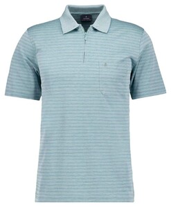 Ragman Softknit Fine Duo Line Zip Collar Polo Sage Green