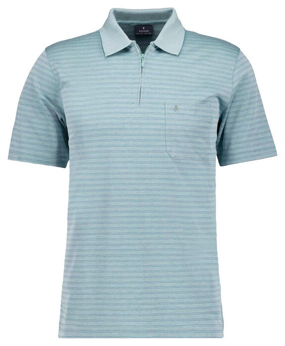 Ragman Softknit Fine Duo Line Zip Collar Polo Sage Green