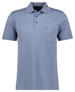 Ragman Softknit Fine Jacquard Pattern Polo Duivenblauw