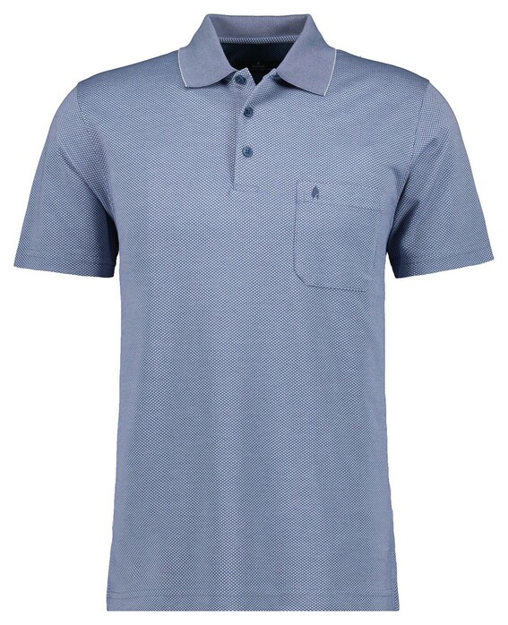 Ragman Softknit Fine Jacquard Pattern Polo Duivenblauw