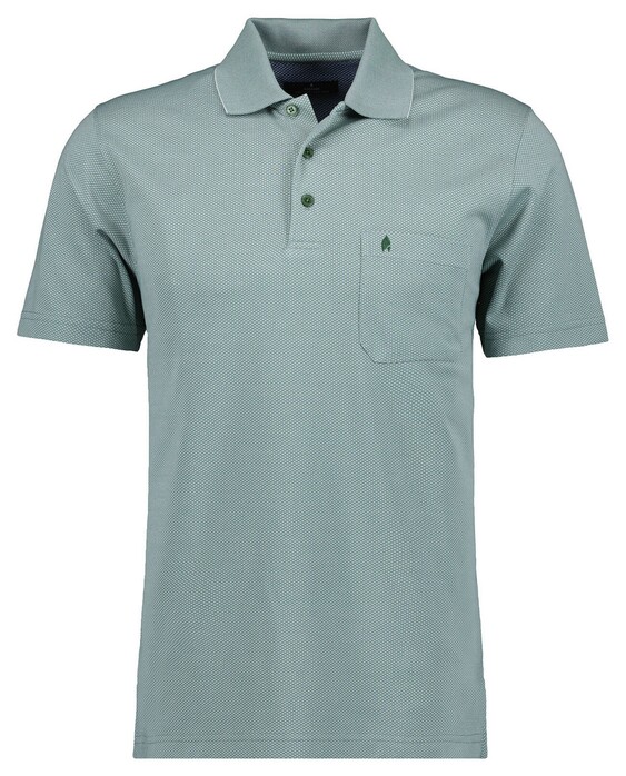 Ragman Softknit Fine Jacquard Pattern Polo Mint Melange