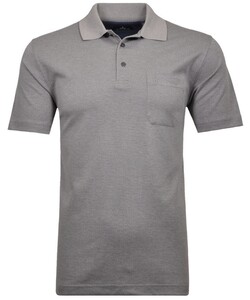 Ragman Softknit Fine Jacquard Pattern Polo Silver