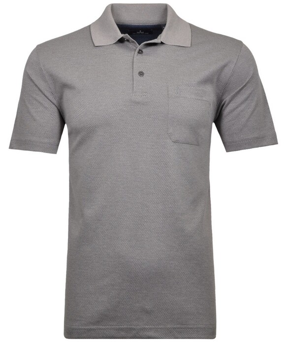 Ragman Softknit Fine Jacquard Pattern Polo Silver