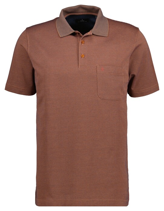Ragman Softknit Fine Jacquard Pattern Poloshirt Terra