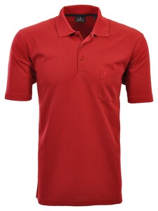 Ragman Softknit Fine Stripe Easy Care Polo Aardbei