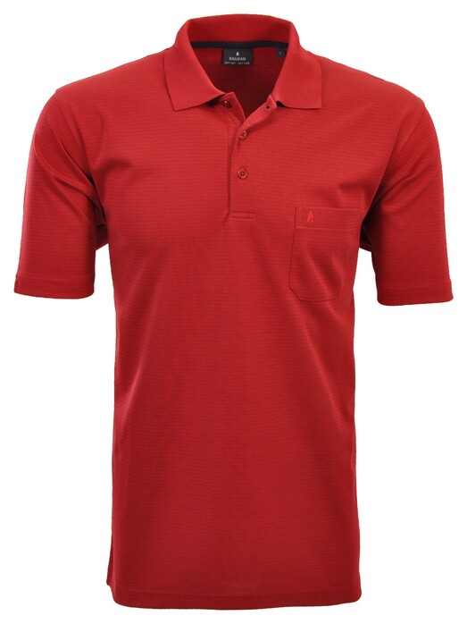 Ragman Softknit Fine Stripe Easy Care Polo Aardbei