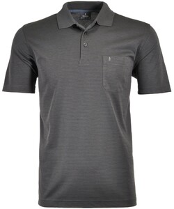 Ragman Softknit Fine Stripe Easy Care Polo Antraciet