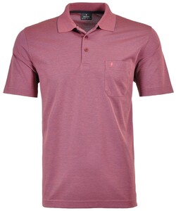 Ragman Softknit Fine Stripe Easy Care Polo Berry Melange