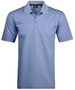 Ragman Softknit Fine Stripe Easy Care Polo Blauw