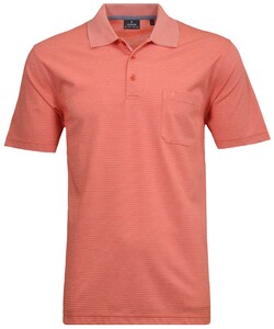 Ragman Softknit Fine Stripe Easy Care Polo Bright Red