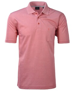 Ragman Softknit Fine Stripe Easy Care Polo Coral Melange
