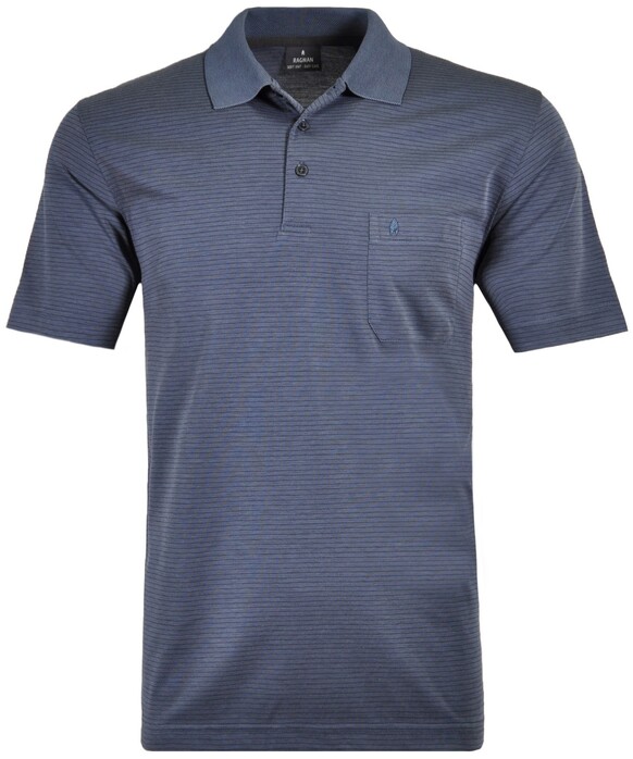 Ragman Softknit Fine Stripe Easy Care Polo Dark Azure