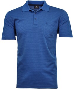 Ragman Softknit Fine Stripe Easy Care Polo Dark Blue Melange