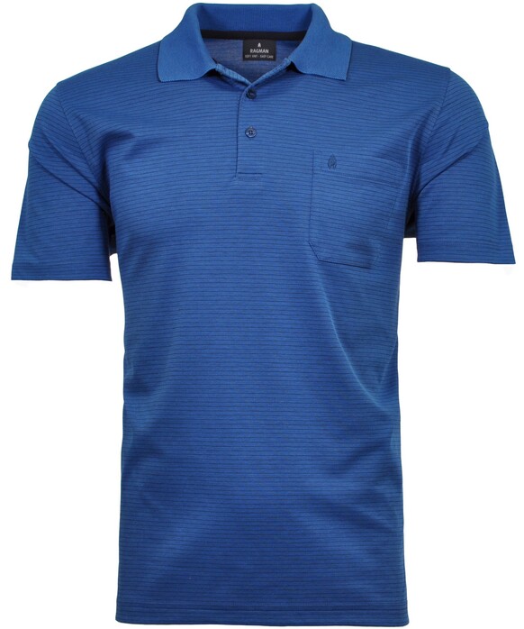 Ragman Softknit Fine Stripe Easy Care Polo Dark Blue Melange