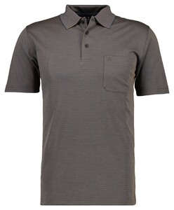 Ragman Softknit Fine Stripe Easy Care Polo Donker Taupe