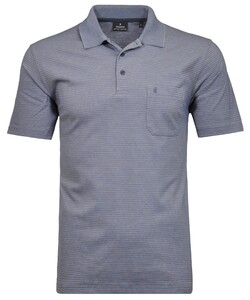 Ragman Softknit Fine Stripe Easy Care Polo Duivenblauw
