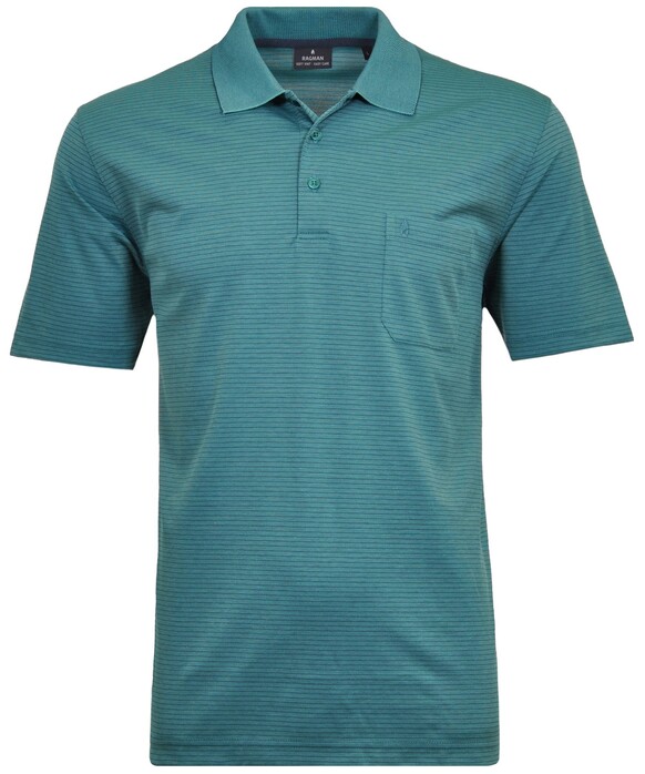 Ragman Softknit Fine Stripe Easy Care Polo Emerald