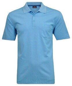 Ragman Softknit Fine Stripe Easy Care Polo Ibiza Blue