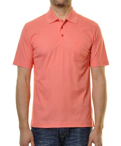 Ragman Softknit Fine Stripe Easy Care Polo Light Strawberry