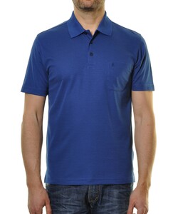 Ragman Softknit Fine Stripe Easy Care Polo Royal Blue