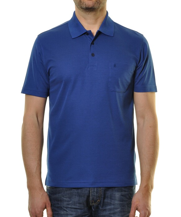 Ragman Softknit Fine Stripe Easy Care Polo Royal Blue