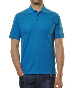 Ragman Softknit Fine Stripe Easy Care Polo Turquoise