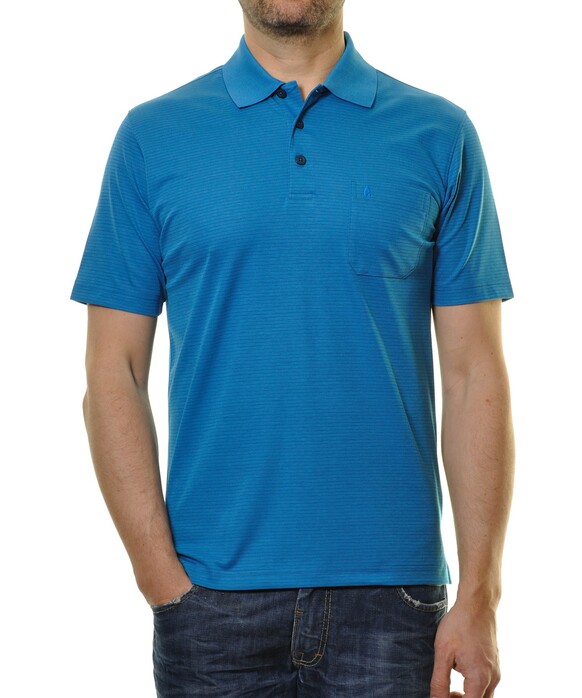 Ragman Softknit Fine Stripe Easy Care Polo Turquoise