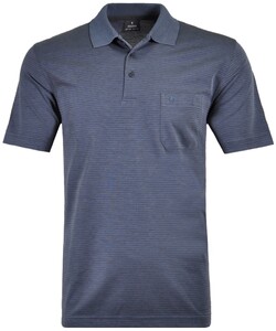 Ragman Softknit Fine Stripe Easy Care Poloshirt Dark Azure