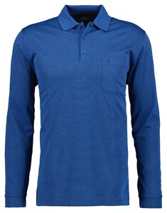 Ragman Softknit Polo Fineline Donker Blauw Melange