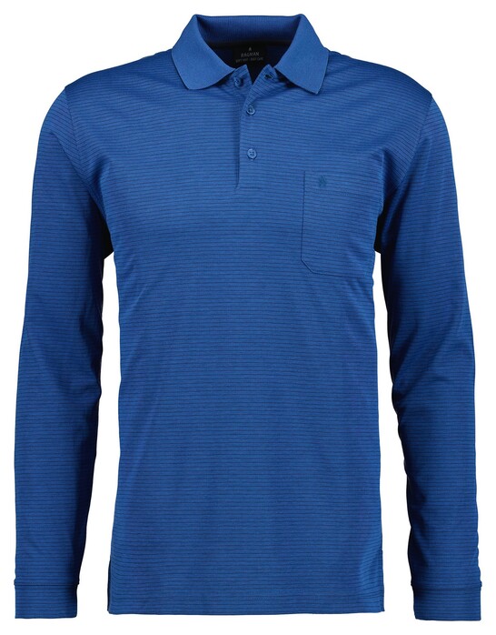 Ragman Softknit Polo Fineline Donker Blauw Melange