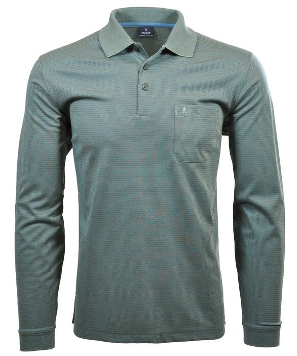 Ragman Softknit Polo Fineline Rietgroen
