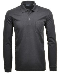 Ragman Softknit Polo Longsleeve Uni Breast Pocket Antraciet