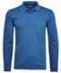 Ragman Softknit Polo Longsleeve Uni Breast Pocket Blauw Melange