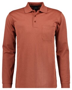 Ragman Softknit Polo Longsleeve Uni Breast Pocket Burnt Orange